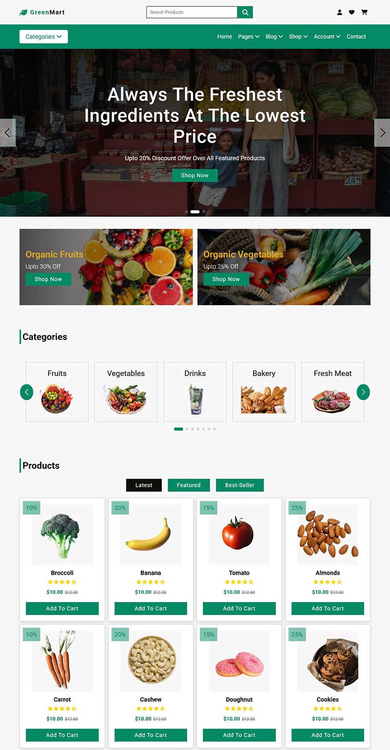 绿色生鲜超市电商前端静态html(图1) 绿色生鲜超市电商前端静态html(图1)